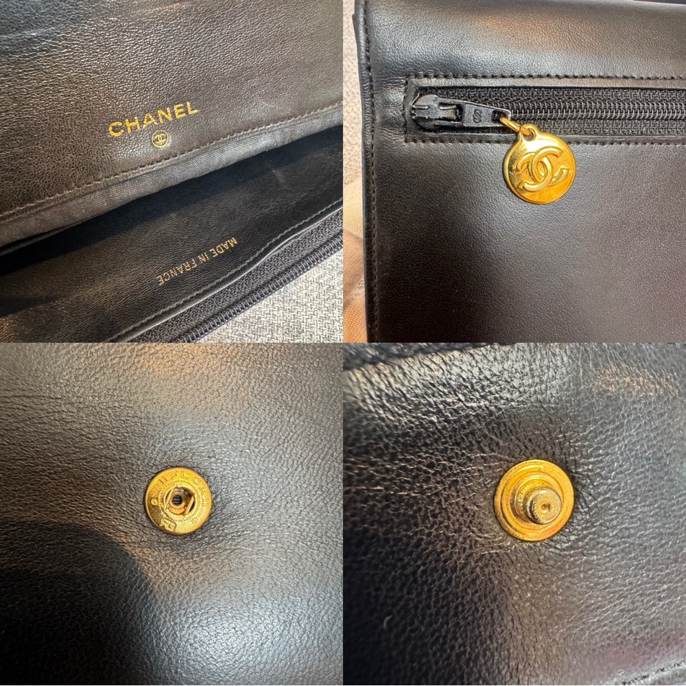 ❌SOLD❌Chanel CC Lambskin Wallet Clutch Black Gold Pristine WOC StyleAuthenticate - Picture 14 of 17